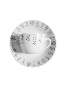 Juego Vajilla Porcelana Minimal Flowers x16 Tsuji