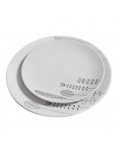 Juego Vajilla Porcelana Minimal Flowers x16 Tsuji