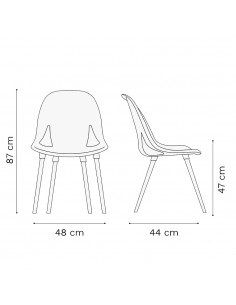 Silla Nina Tapizada Lino Gris Perla Wood Rossi | Andreplast