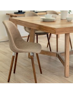 Silla Nina Tapizada Lino Gris Perla Wood Rossi | Andreplast