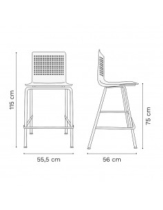 Taburete Ananá Rossi 75cm Negro Patas de Caño | Andreplast