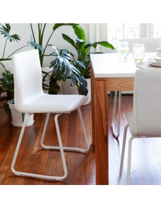 Silla Quina Tapizada Lino Gris Perla Trineo | Andreplast