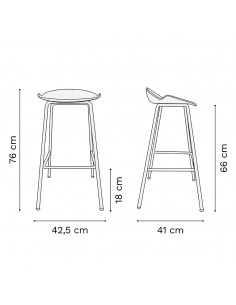 Taburete Milo Tapizado Rossi Alto para Barra | Andreplast