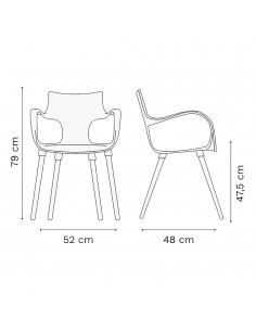Silla Jim Wood Rossi con Patas de Madera Paraíso | Andreplast