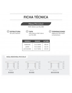 Mesa Infantil Piccolo Redonda 2