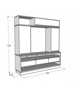 Rack de TV París Modular con 3 Cajones 180cm | Andreplast