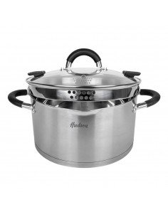 Batería Cocina Acero C/Tapa Colador 6 Piezas Hudson