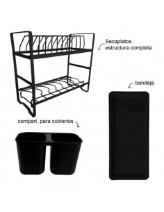 Escurridor Platos Negro 2 Pisos Hudson
