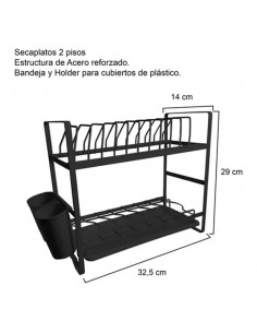 Escurridor Platos Negro 2 Pisos Hudson
