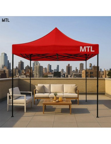 Gazebo Plegable Rojo c/ Paredes 3x3 M