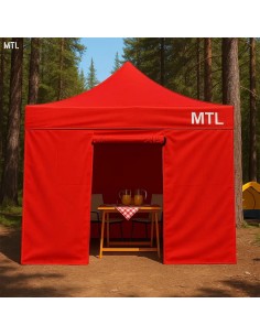 Gazebo Plegable Rojo c/ Paredes 3x3 m