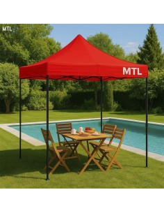 Gazebo Plegable Rojo c/ Paredes 3x3 m