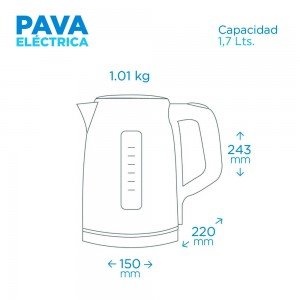 Pava Eléctrica Acero 1,7 Lts Midea Control Digital | Andreplast