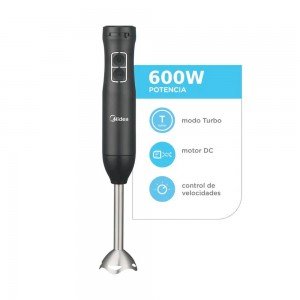 Licuadora de Mano Midea 600W Negra con Vaso Medidor | Andreplast