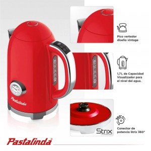 Pava Eléctrica Pastalinda Cucina Bollitore Roja 1,7L | Andreplast