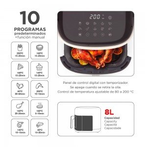 Freidora de Aire Pastalinda Cucina Crema 8L con Visor | Andreplast