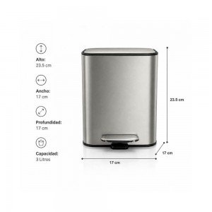 Cesto de Residuos 3L con Pedal Soft Close Aston Home | Andreplast