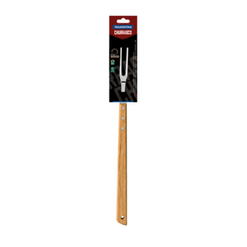 Tenedor Trinchante Tramontina Churrasco Acero y Madera | Andreplast