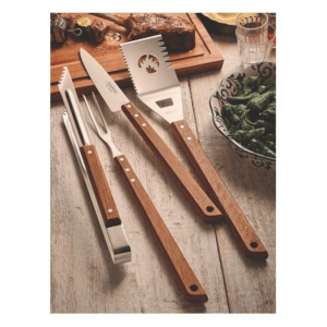 Tenedor Trinchante Tramontina Churrasco Acero y Madera | Andreplast